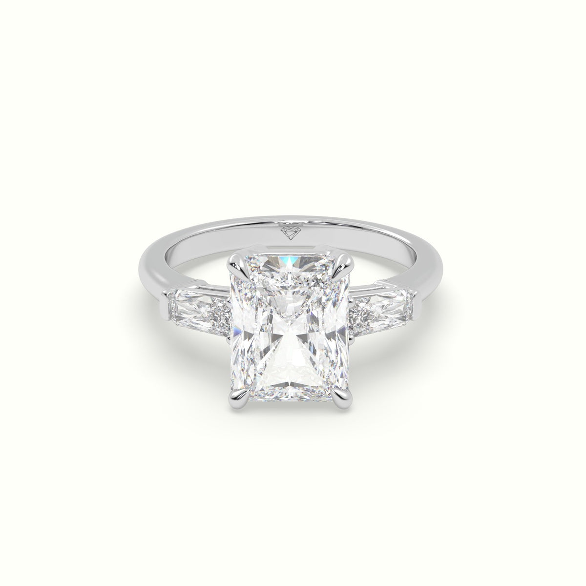 Radiant Trilogy Diamond Engagement Ring — White Gold
