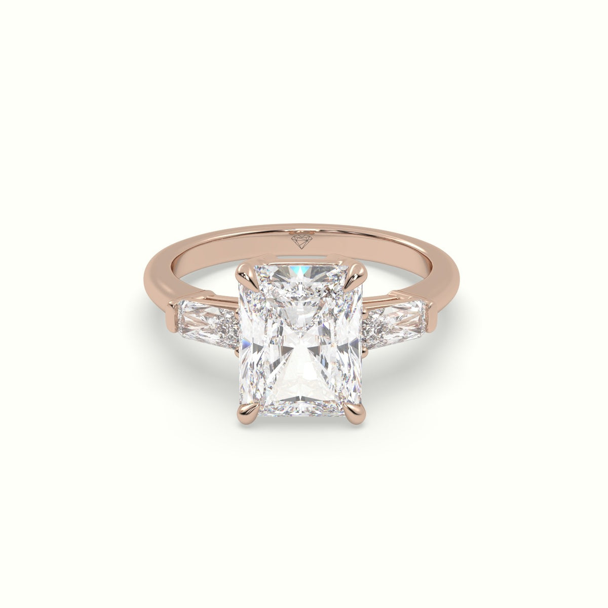 Radiant Trilogy Diamond Engagement Ring — Rose Gold