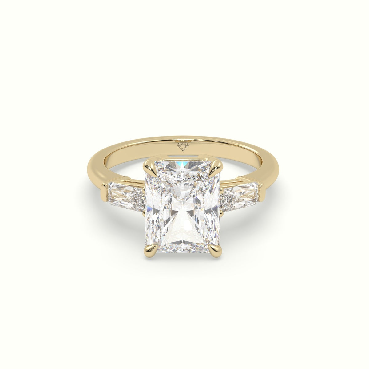 Radiant Trilogy Diamond Engagement Ring — Yellow Gold
