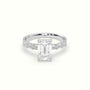 Emerald Cut Diamond Engagement Ring With Baguette Side Stones — White Gold