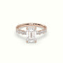 Emerald Cut Diamond Engagement Ring With Baguette Side Stones — Rose Gold