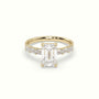 Emerald Cut Diamond Engagement Ring With Baguette Side Stones — Yellow Gold