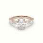 Oval Diamond Engagement Ring With Side Ovals — Rose Gold