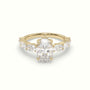 Oval Diamond Engagement Ring With Side Ovals — Yellow Gold