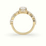 Oval Diamond Engagement Ring With Side Ovals — Yellow Gold