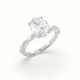 Oval Center Diamond Engagement Ring With Marquise And Round Side Stones — White Gold