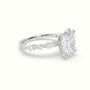 Oval Center Diamond Engagement Ring With Marquise And Round Side Stones — White Gold