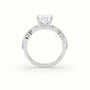 Oval Center Diamond Engagement Ring With Marquise And Round Side Stones — White Gold