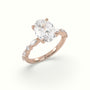 Oval Center Diamond Engagement Ring With Marquise And Round Side Stones — Rose Gold