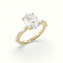 Oval Center Diamond Engagement Ring With Marquise And Round Side Stones — Yellow Gold