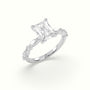 Radiant Cut Diamond Engagement Ring With Marquise And Round Side Stones — White Gold