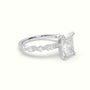Radiant Cut Diamond Engagement Ring With Marquise And Round Side Stones — White Gold