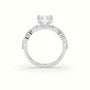 Radiant Cut Diamond Engagement Ring With Marquise And Round Side Stones — White Gold