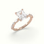 Radiant Cut Diamond Engagement Ring With Marquise And Round Side Stones — Rose Gold
