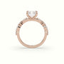 Radiant Cut Diamond Engagement Ring With Marquise And Round Side Stones — Rose Gold