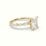 Radiant Cut Diamond Engagement Ring With Marquise And Round Side Stones — Yellow Gold