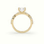 Radiant Cut Diamond Engagement Ring With Marquise And Round Side Stones — Yellow Gold