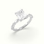 Emerald Cut Diamond Engagement Ring With Marquise And Round Side Stones — White Gold