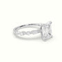 Emerald Cut Diamond Engagement Ring With Marquise And Round Side Stones — White Gold