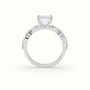Emerald Cut Diamond Engagement Ring With Marquise And Round Side Stones — White Gold
