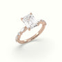 Emerald Cut Diamond Engagement Ring With Marquise And Round Side Stones — Rose Gold