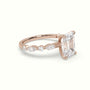 Emerald Cut Diamond Engagement Ring With Marquise And Round Side Stones — Rose Gold