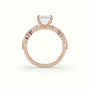 Emerald Cut Diamond Engagement Ring With Marquise And Round Side Stones — Rose Gold