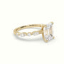 Emerald Cut Diamond Engagement Ring With Marquise And Round Side Stones — Yellow Gold