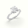 Round Cut Diamond Engagement Ring With Marquise And Round Side Stones — White Gold