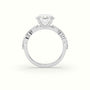 Round Cut Diamond Engagement Ring With Marquise And Round Side Stones — White Gold