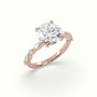 Round Cut Diamond Engagement Ring With Marquise And Round Side Stones — Rose Gold