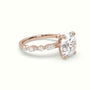 Round Cut Diamond Engagement Ring With Marquise And Round Side Stones — Rose Gold