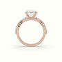 Round Cut Diamond Engagement Ring With Marquise And Round Side Stones — Rose Gold