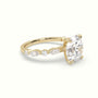 Round Cut Diamond Engagement Ring With Marquise And Round Side Stones — Yellow Gold