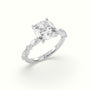 Cushion Cut Diamond Engagement Ring With Marquise And Round Side Stones — White Gold
