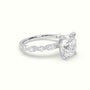 Cushion Cut Diamond Engagement Ring With Marquise And Round Side Stones — White Gold