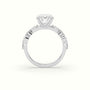Cushion Cut Diamond Engagement Ring With Marquise And Round Side Stones — White Gold
