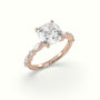 Cushion Cut Diamond Engagement Ring With Marquise And Round Side Stones — Rose Gold