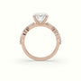 Cushion Cut Diamond Engagement Ring With Marquise And Round Side Stones — Rose Gold