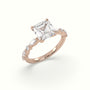 Asscher Cut Diamond Engagement Ring With Marquise And Round Side Stones — Rose Gold