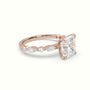 Asscher Cut Diamond Engagement Ring With Marquise And Round Side Stones — Rose Gold