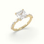 Asscher Cut Diamond Engagement Ring With Marquise And Round Side Stones — Yellow Gold