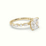 Asscher Cut Diamond Engagement Ring With Marquise And Round Side Stones — Yellow Gold