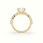 Asscher Cut Diamond Engagement Ring With Marquise And Round Side Stones — Yellow Gold