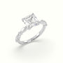 Asscher Cut Diamond Engagement Ring With Marquise And Round Side Stones — White Gold