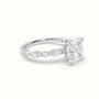 Asscher Cut Diamond Engagement Ring With Marquise And Round Side Stones — White Gold