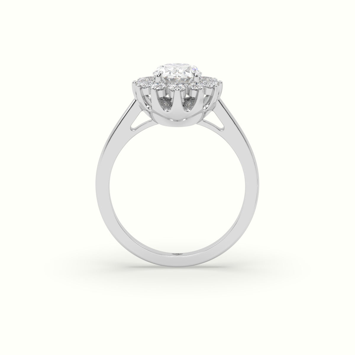 Oval Cut Diamond Halo Engagement Ring — White Gold