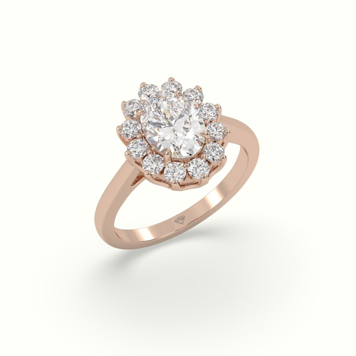Oval Cut Diamond Halo Engagement Ring — Rose Gold
