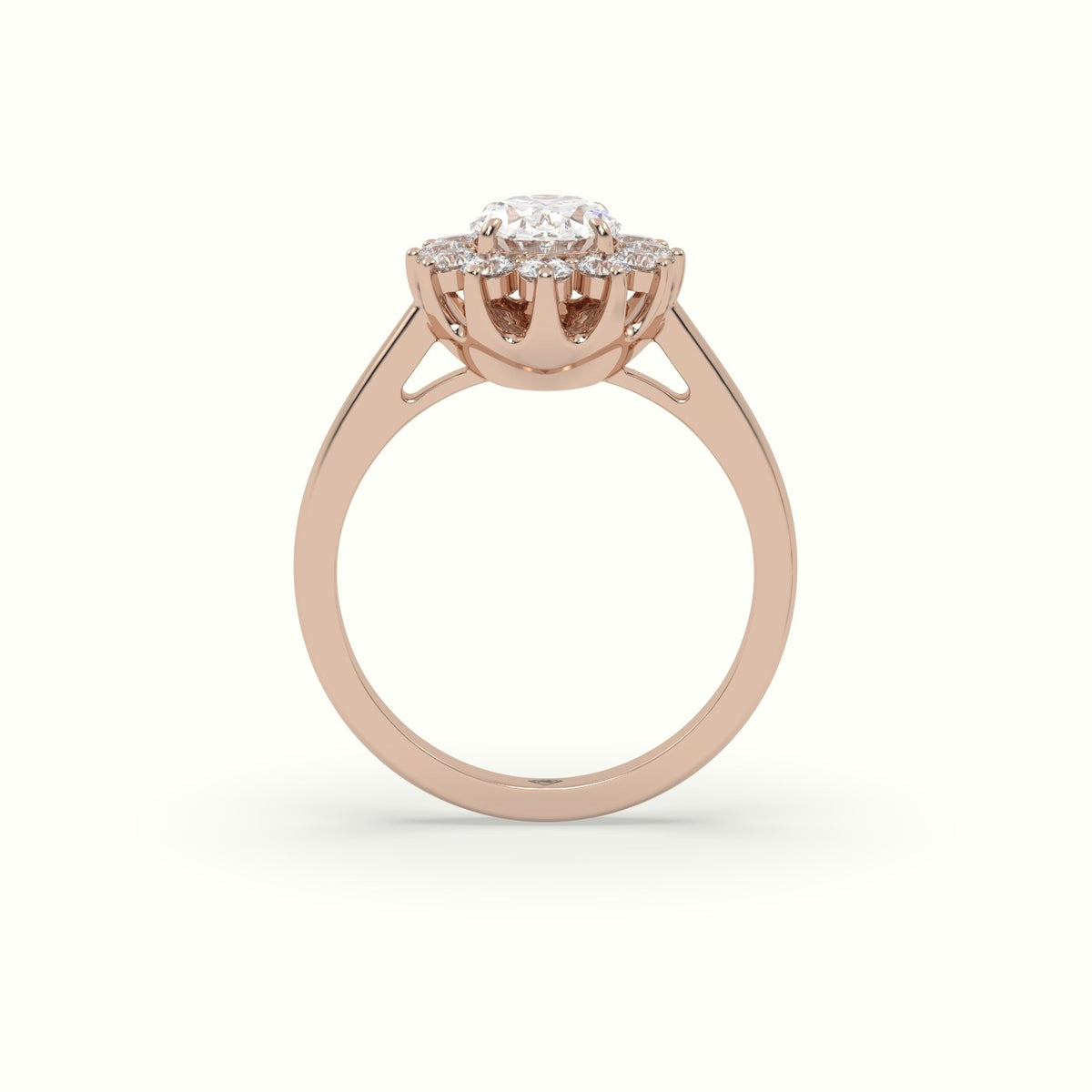 Oval Cut Diamond Halo Engagement Ring — Rose Gold
