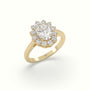 Oval Cut Diamond Halo Engagement Ring — Yellow Gold